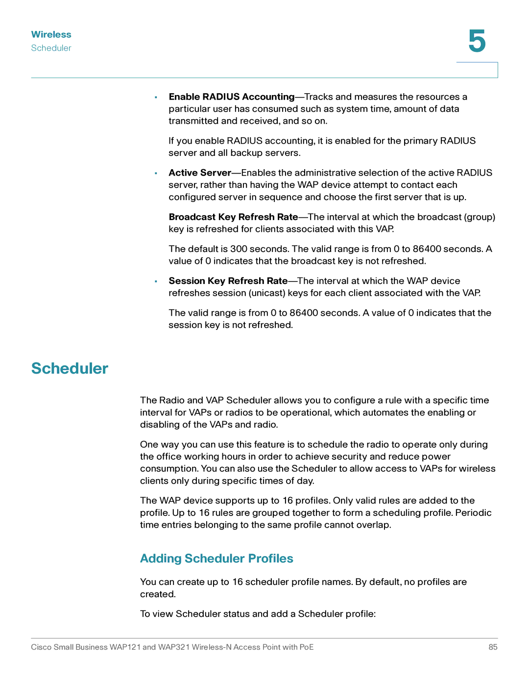 Cisco Systems WAP321, WAP121 manual Adding Scheduler Profiles 