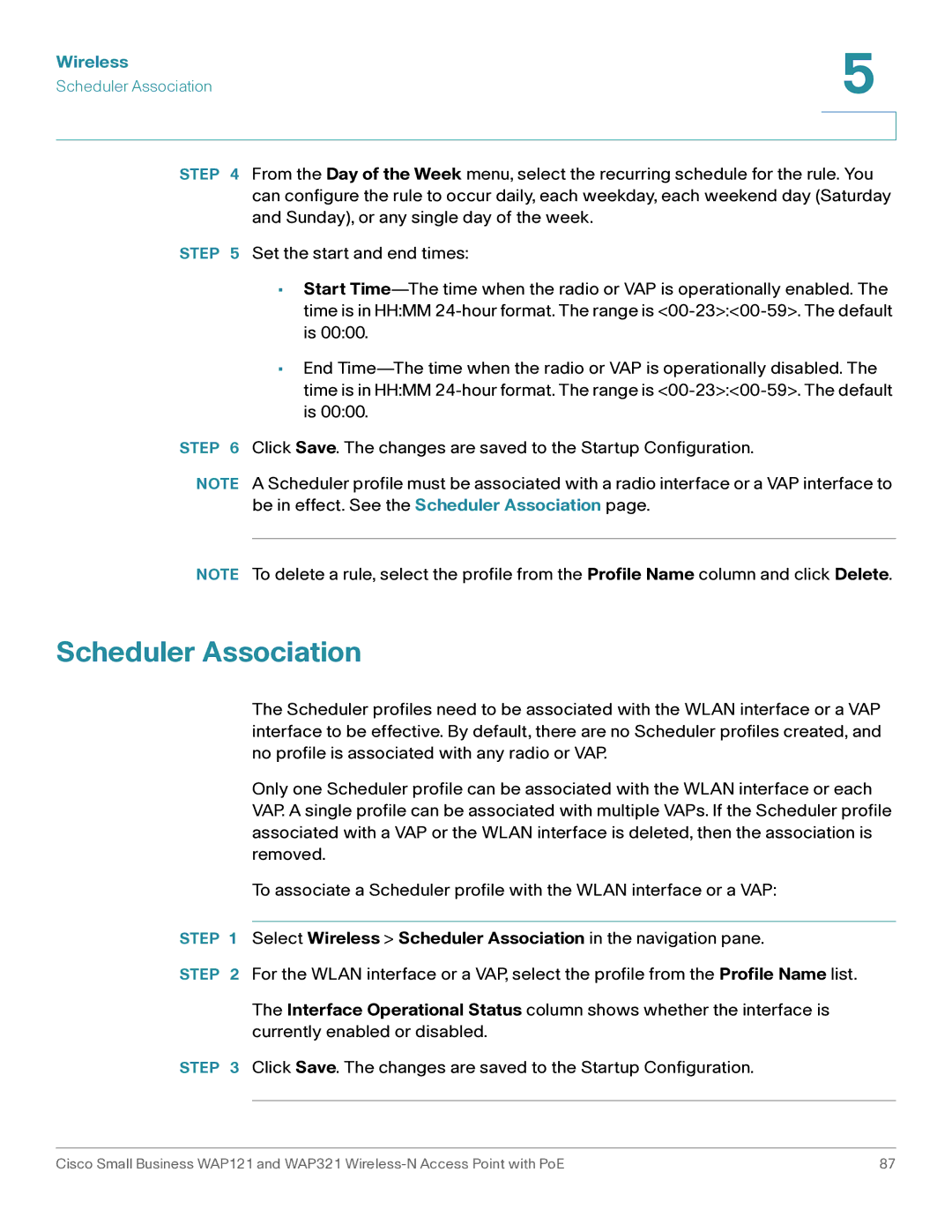 Cisco Systems WAP321, WAP121 manual Scheduler Association 