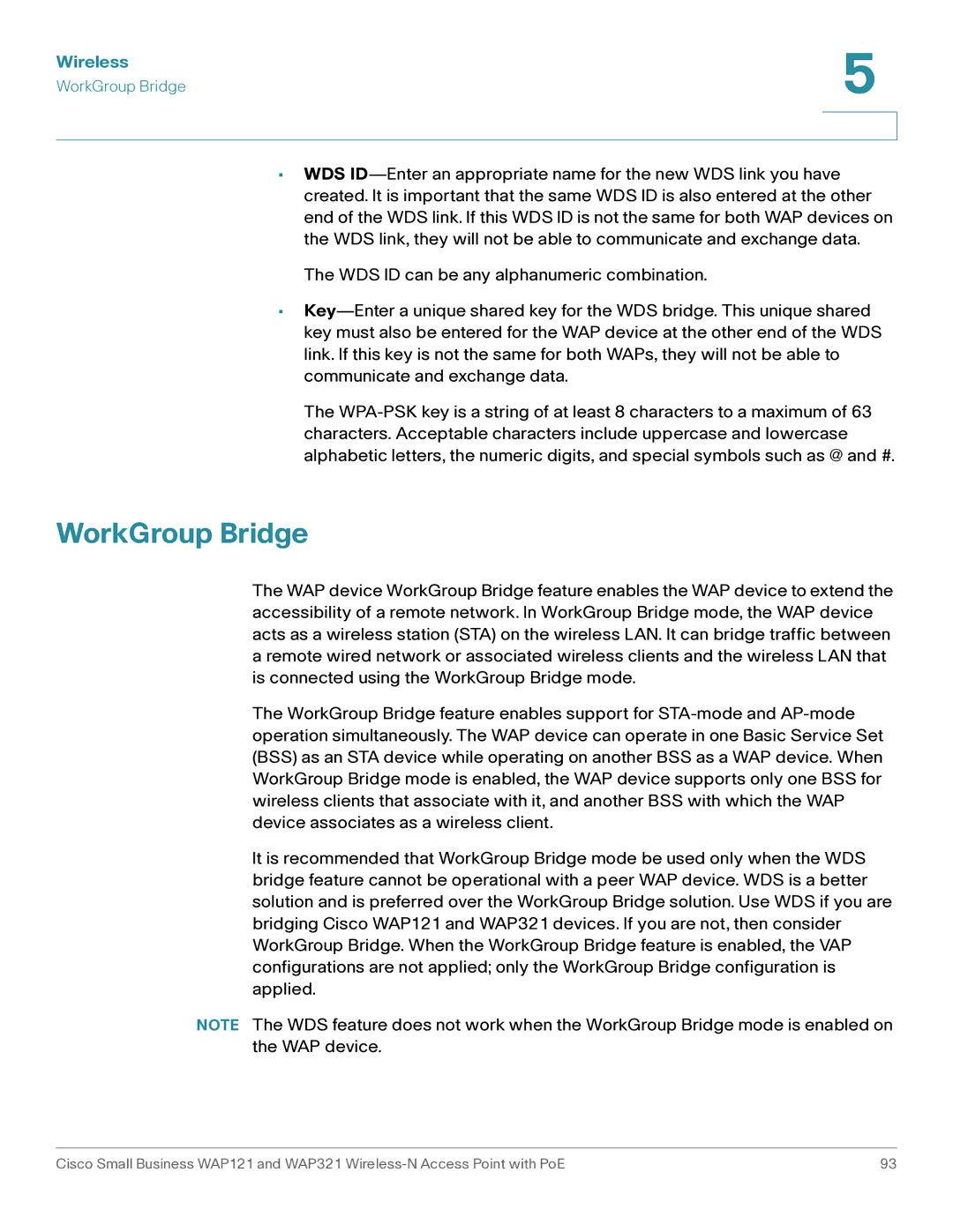 Cisco Systems WAP321, WAP121 manual WorkGroup Bridge 