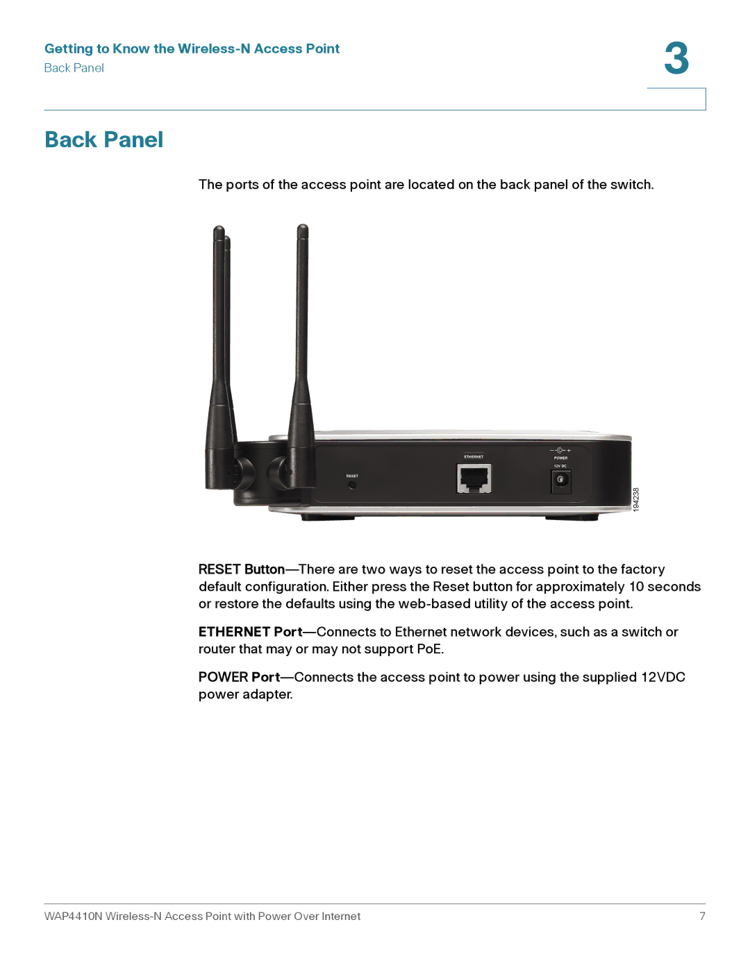 Cisco Systems WAP4410N manual Back Panel 