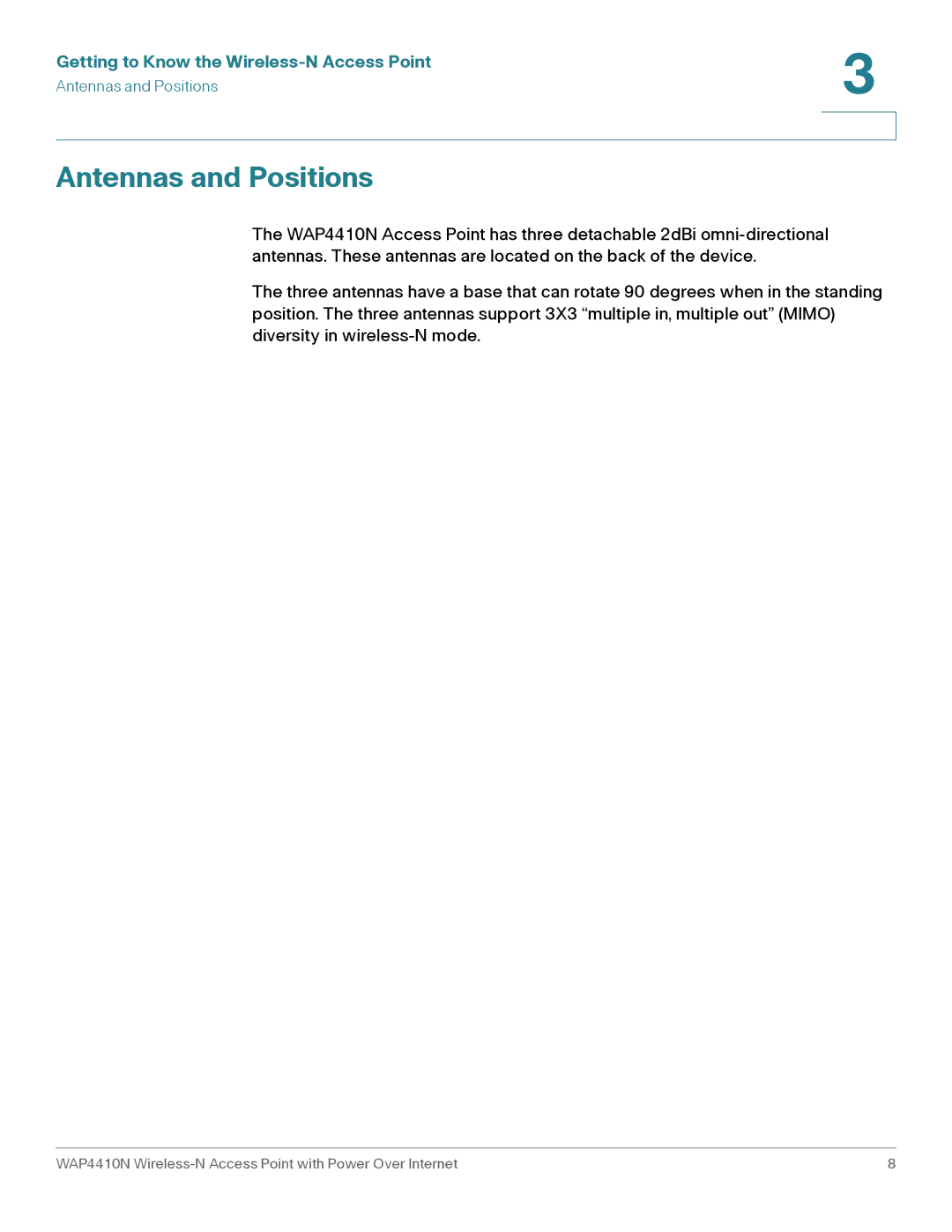 Cisco Systems WAP4410N manual Antennas and Positions 