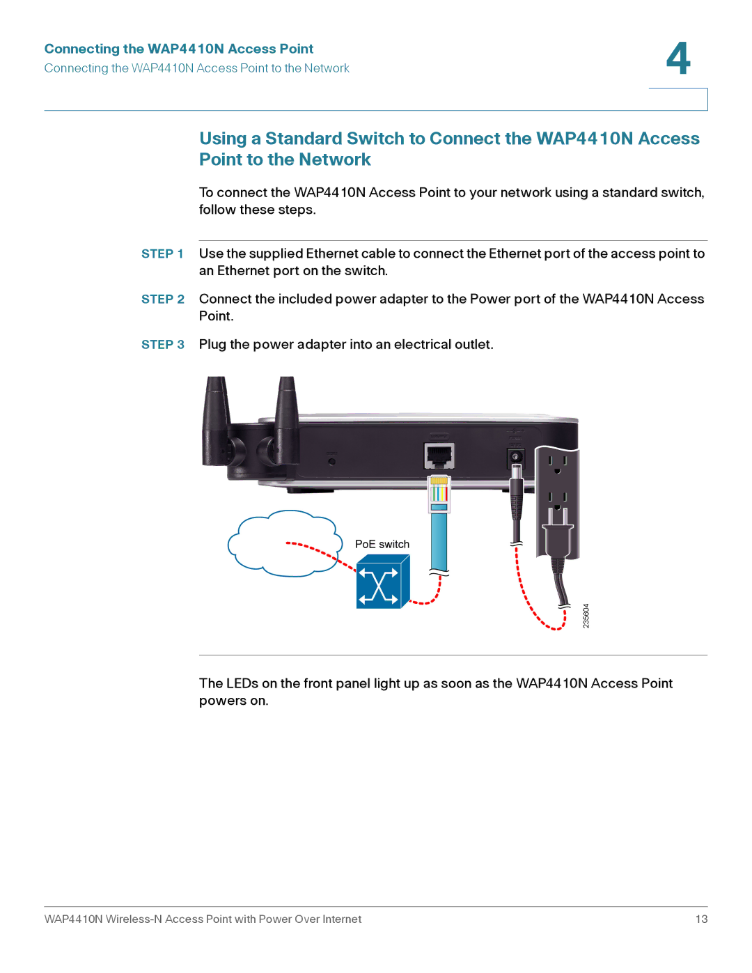 Cisco Systems manual Connecting the WAP4410N Access Point 