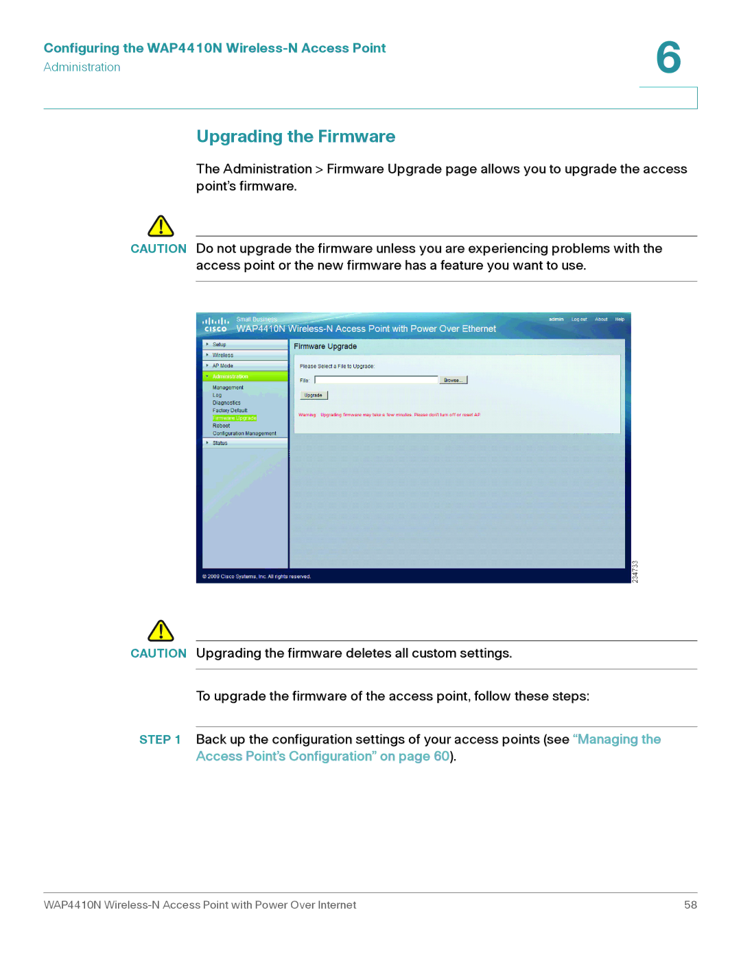 Cisco Systems WAP4410N manual Upgrading the Firmware 