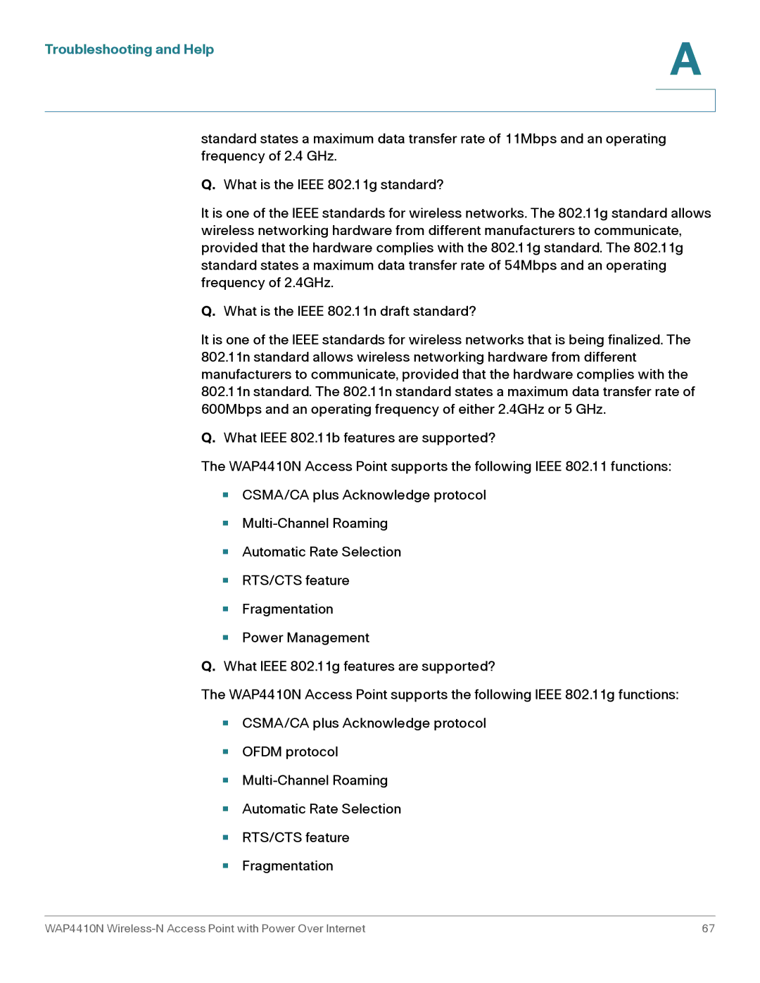 Cisco Systems WAP4410N manual Troubleshooting and Help 