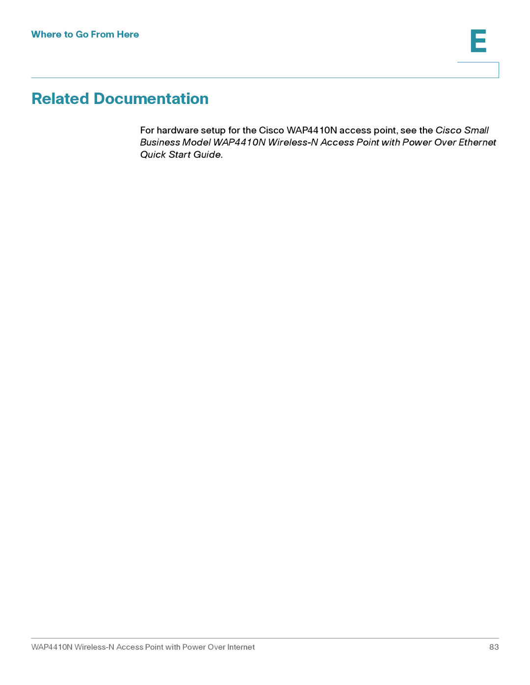 Cisco Systems WAP4410N manual Related Documentation 