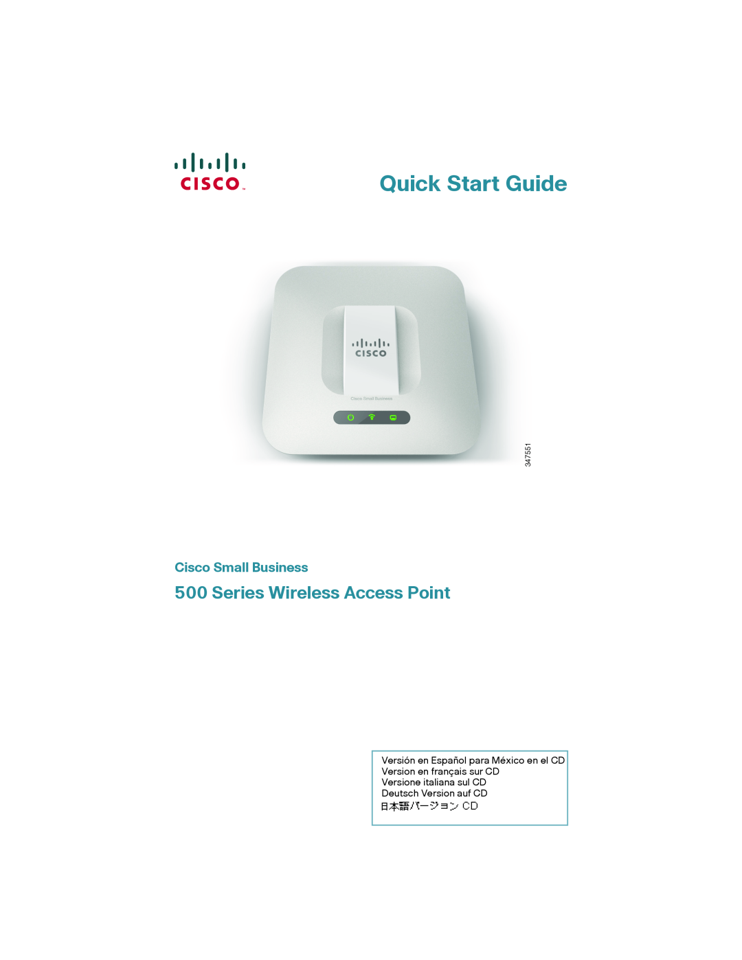 Cisco Systems WAP561AK9 quick start Cisco Small Business, Quick Start Guide, Series Wireless Access Point 