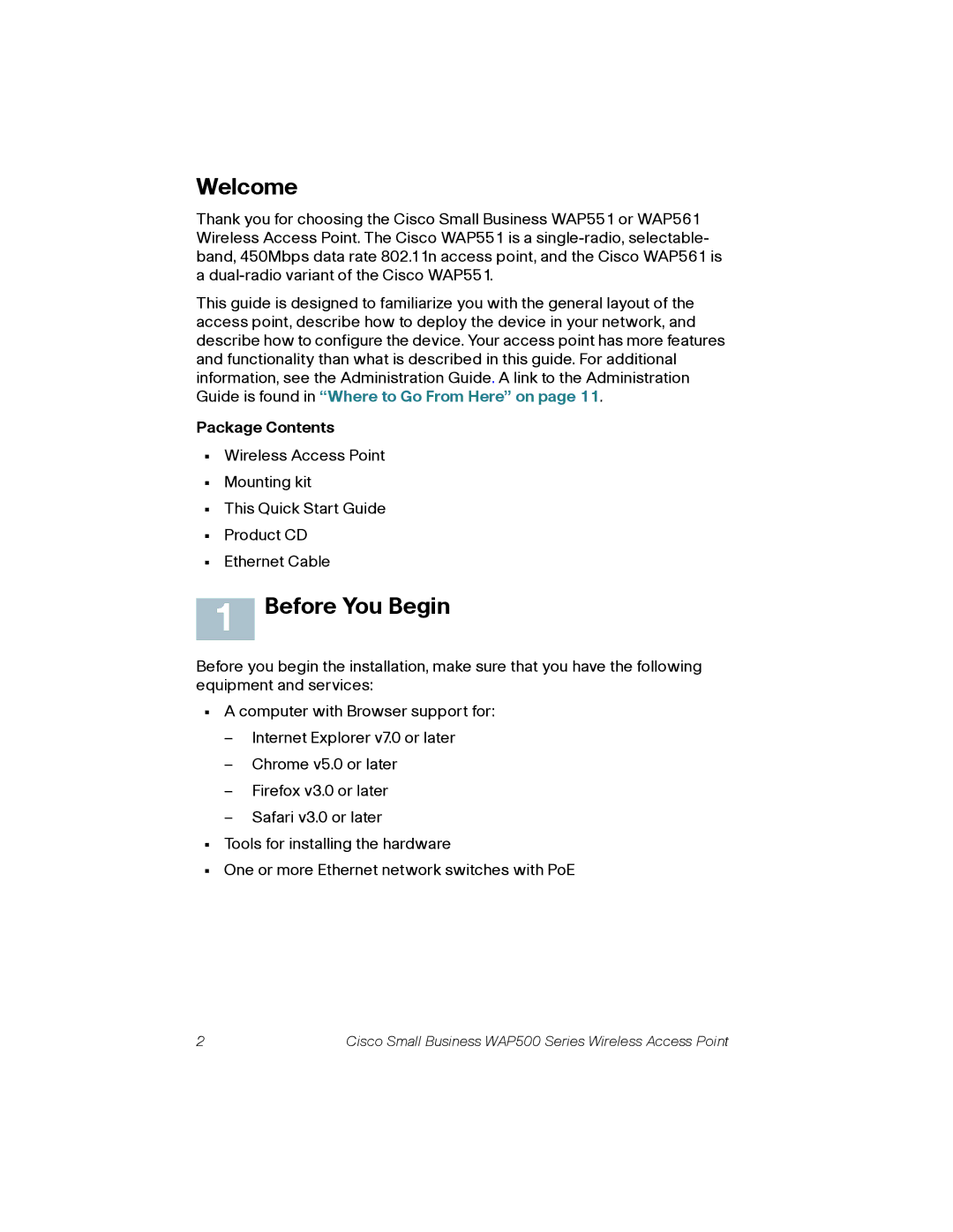 Cisco Systems WAP561AK9 quick start Welcome, Before You Begin 