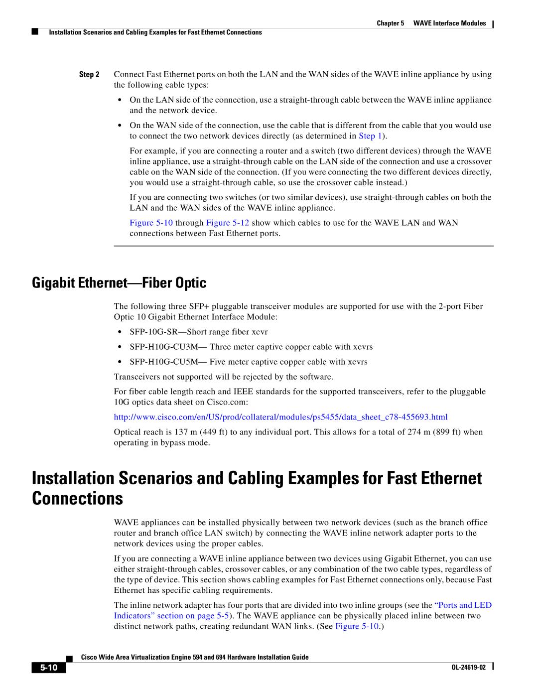 Cisco Systems WAVE594K9, 694 manual Gigabit Ethernet-Fiber Optic 