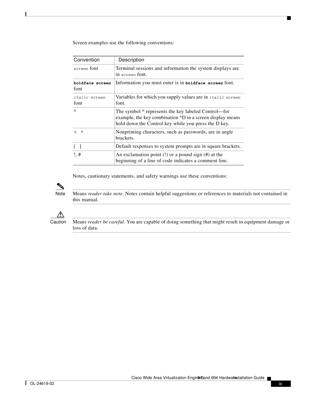 Cisco Systems 694, WAVE594K9 manual Screen examples use the following conventions 