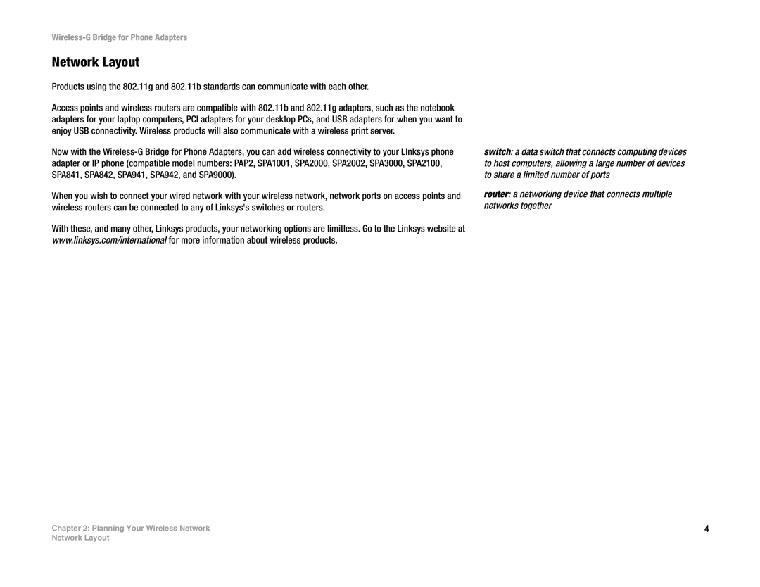 Cisco Systems WBP54G manual Network Layout 