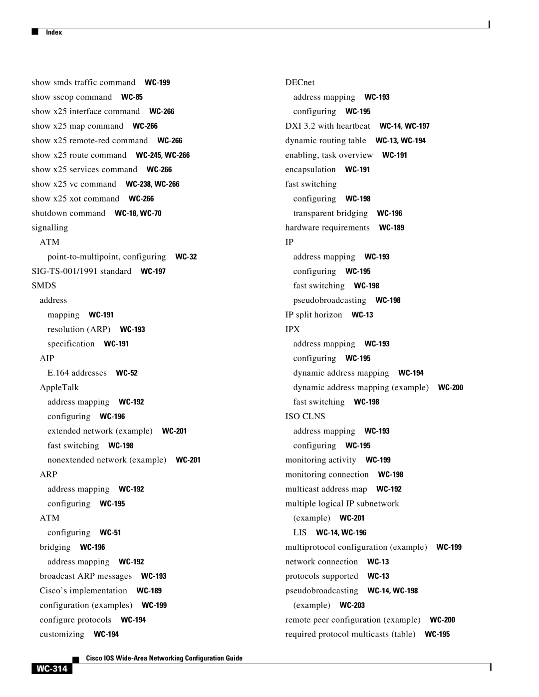 Cisco Systems WC-293 manual Arp, WC-314 