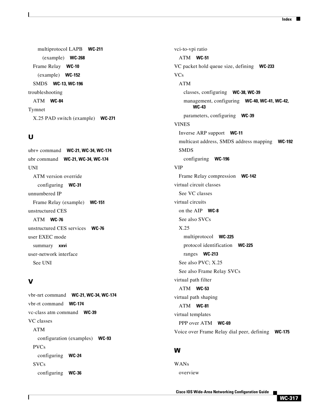 Cisco Systems WC-293 manual Uni, Vip, WC-317 