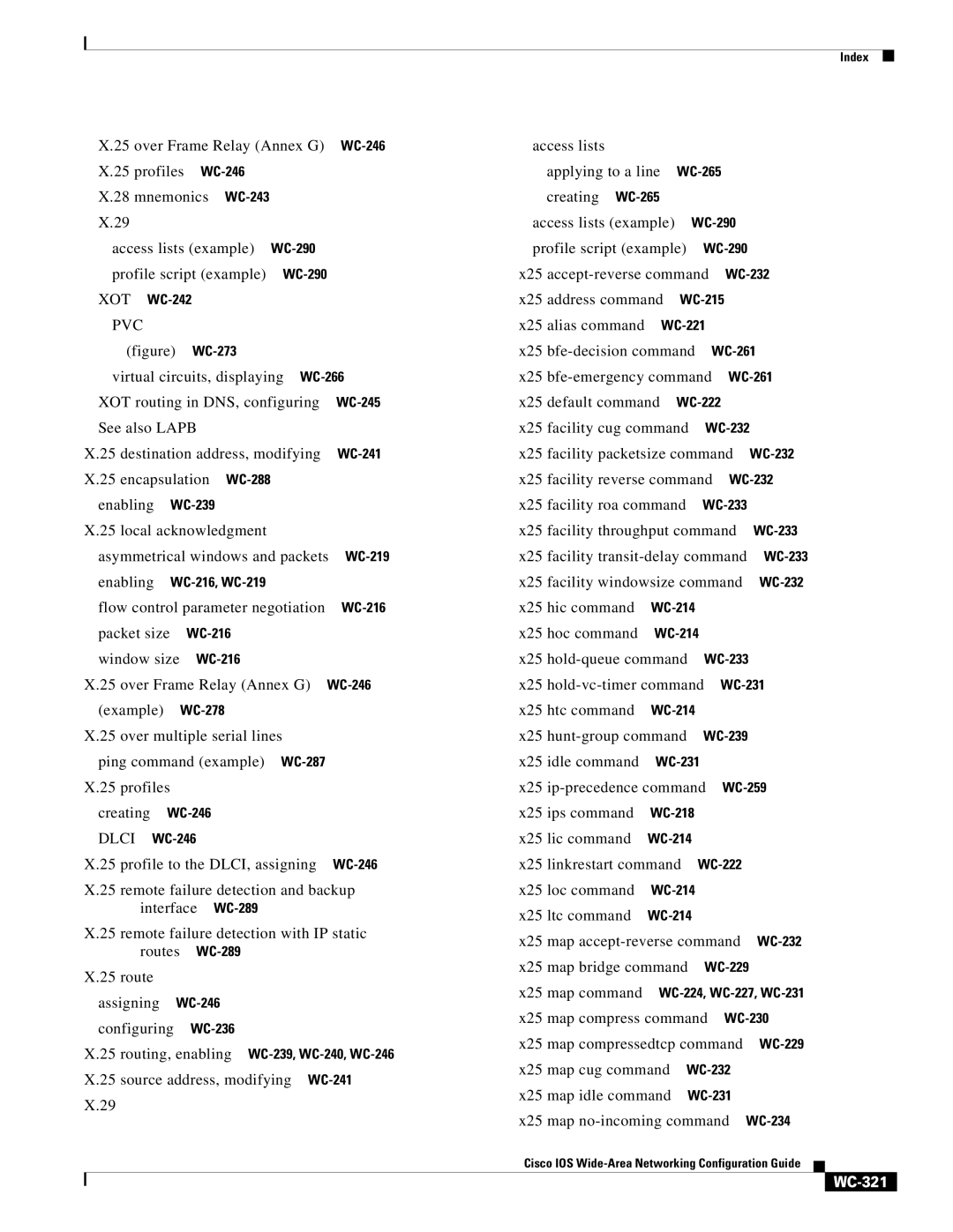 Cisco Systems WC-293 manual Xot, WC-321 