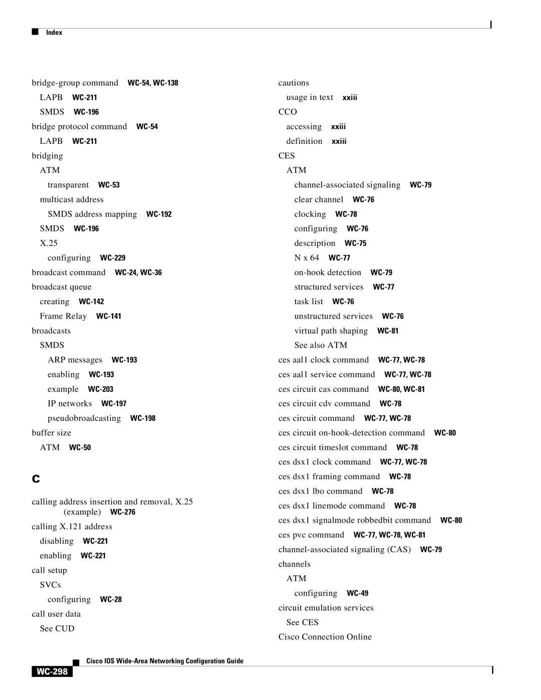 Cisco Systems WC-293 manual Lapb, Cco, Ces Atm, WC-298 