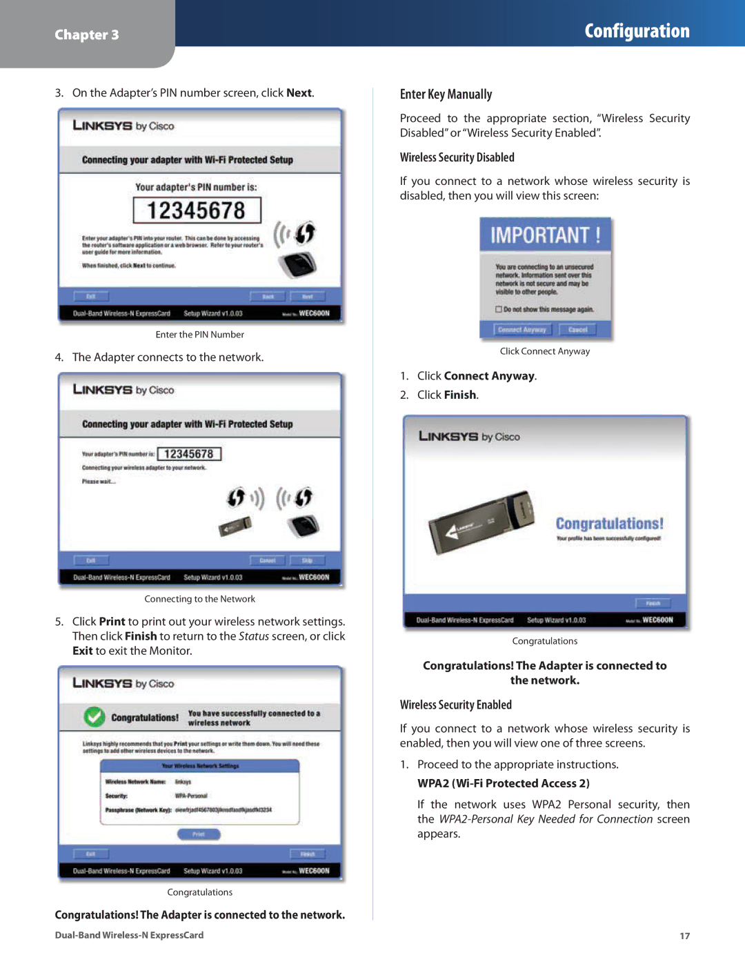 Cisco Systems WEC600N manual Enter Key Manually 