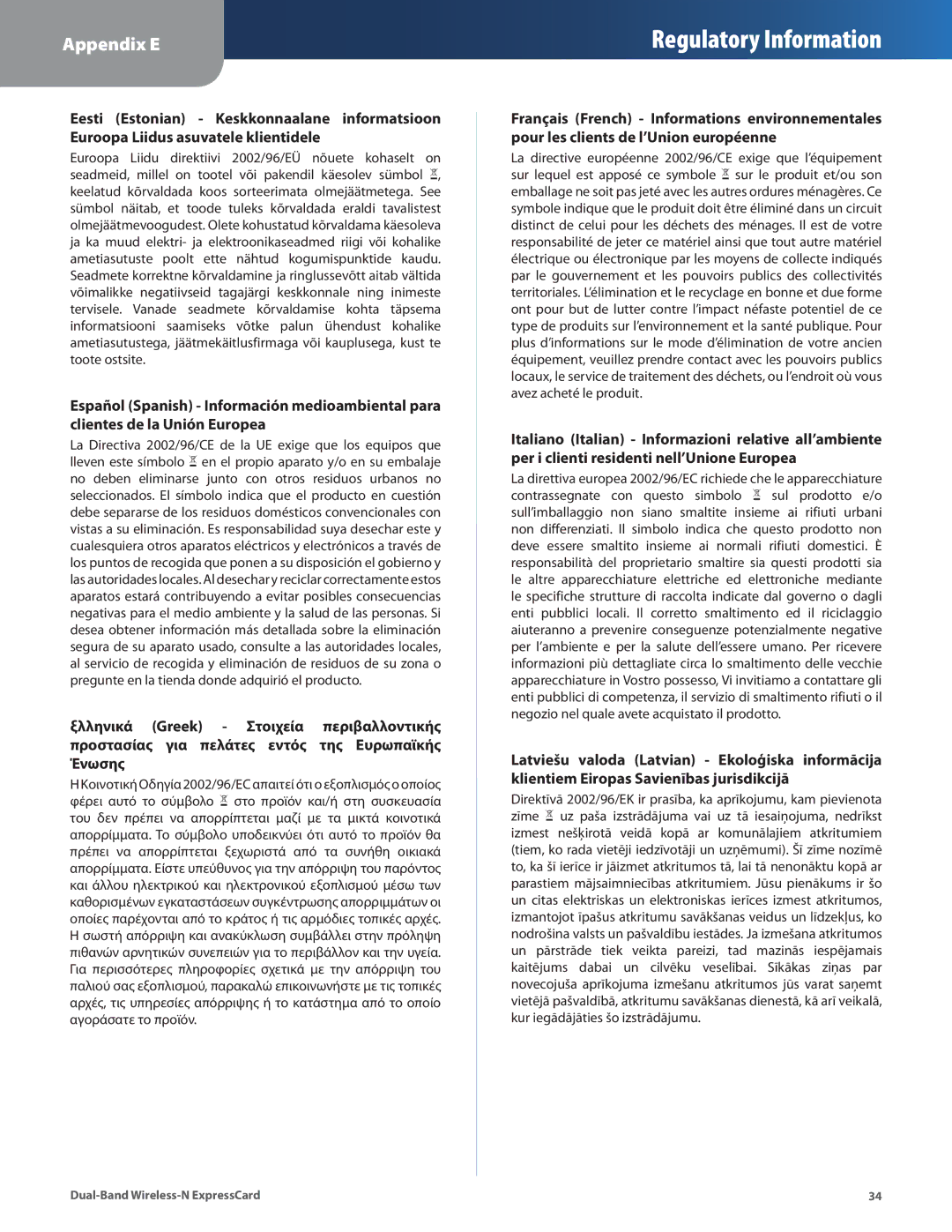 Cisco Systems WEC600N manual Regulatory Information 