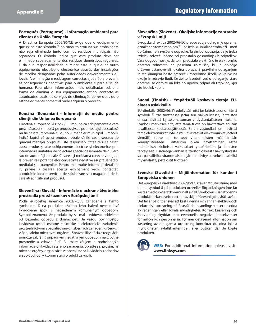 Cisco Systems WEC600N manual Regulatory Information 