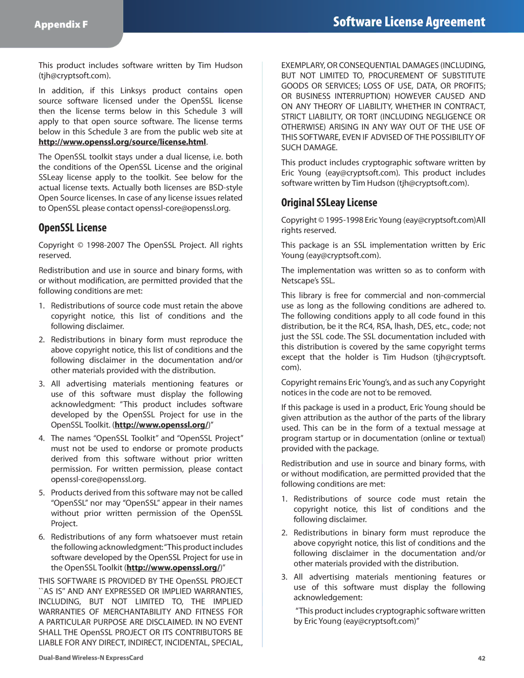 Cisco Systems WEC600N manual OpenSSL License, Original SSLeay License 