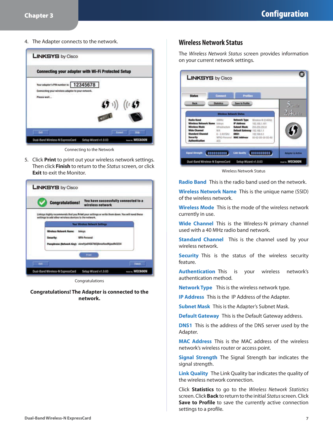 Cisco Systems WEC600N manual Wireless Network Status 