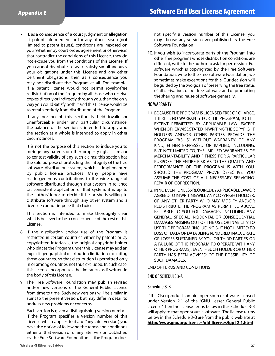 Cisco Systems WET54G manual Schedule 3-B 