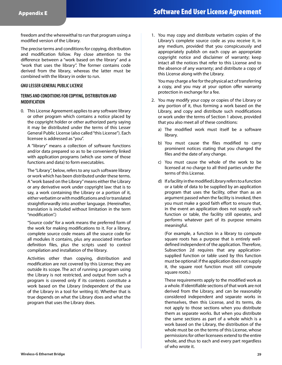 Cisco Systems WET54G manual Software End User License Agreement 