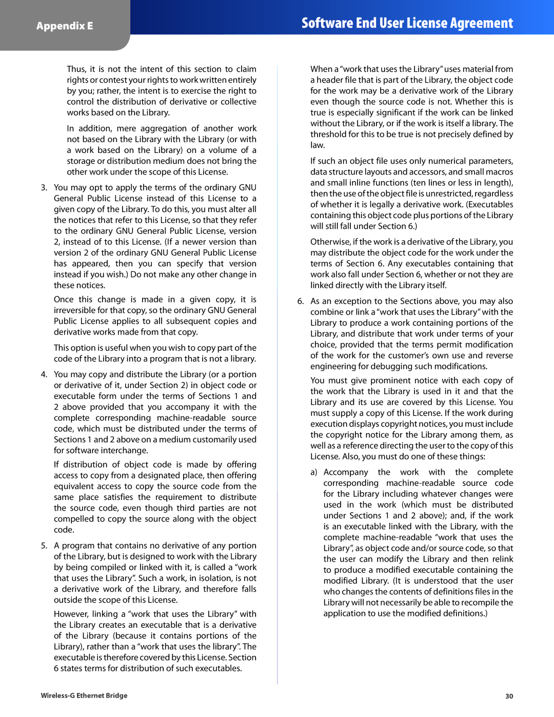 Cisco Systems WET54G manual Software End User License Agreement 