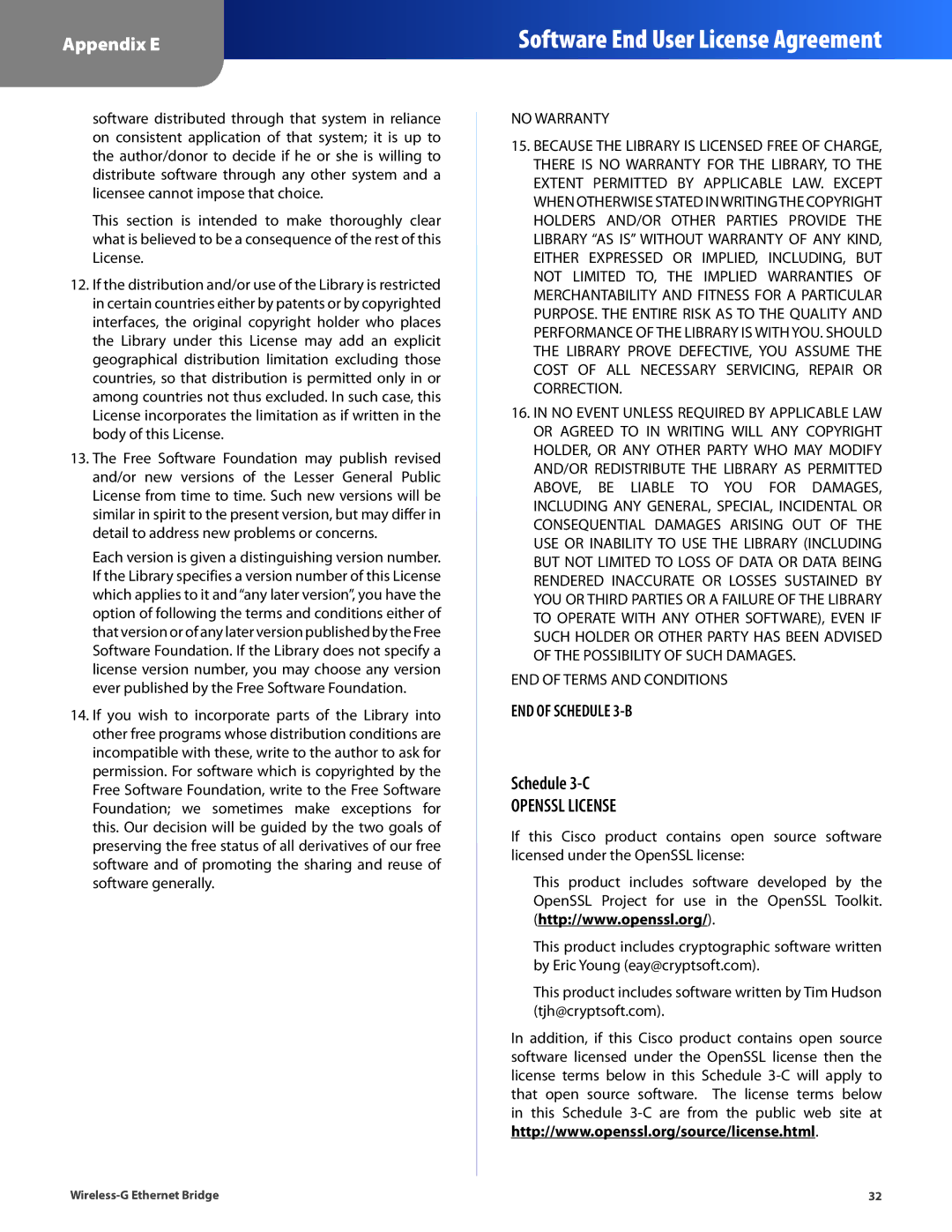 Cisco Systems WET54G manual Openssl License 