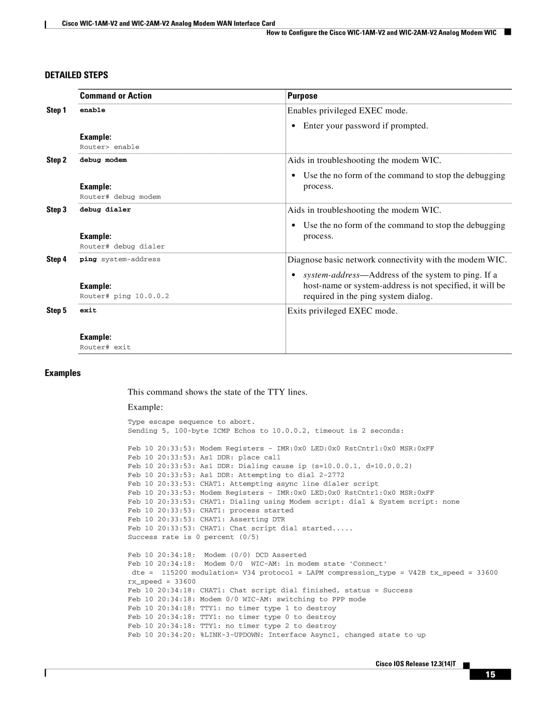 Cisco Systems WIC-2AM-V2, WIC-1AM-V2 manual Examples 