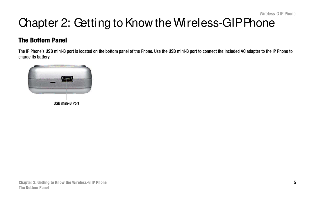 Cisco Systems WIP300 manual Getting to Know the Wireless-G IP Phone, Bottom Panel 