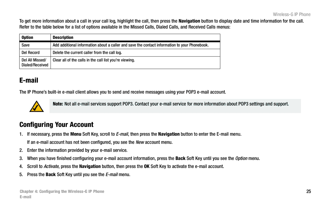 Cisco Systems WIP300 manual Mail, Configuring Your Account 