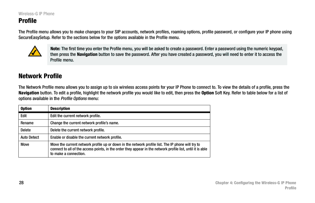 Cisco Systems WIP300 manual Network Profile 