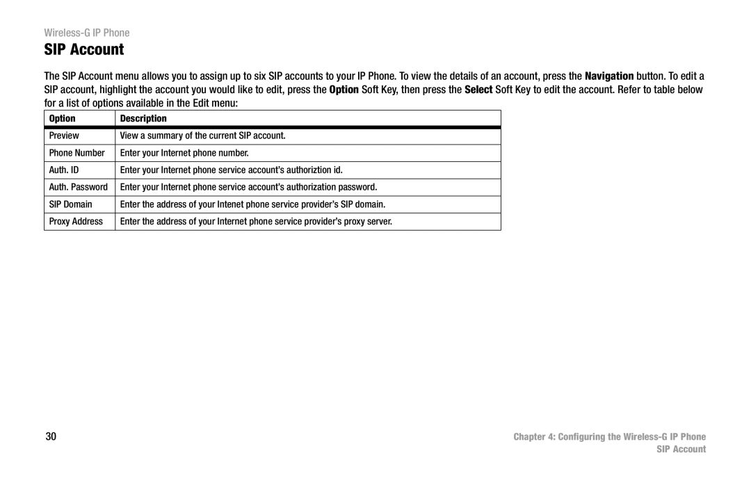 Cisco Systems WIP300 manual SIP Account 