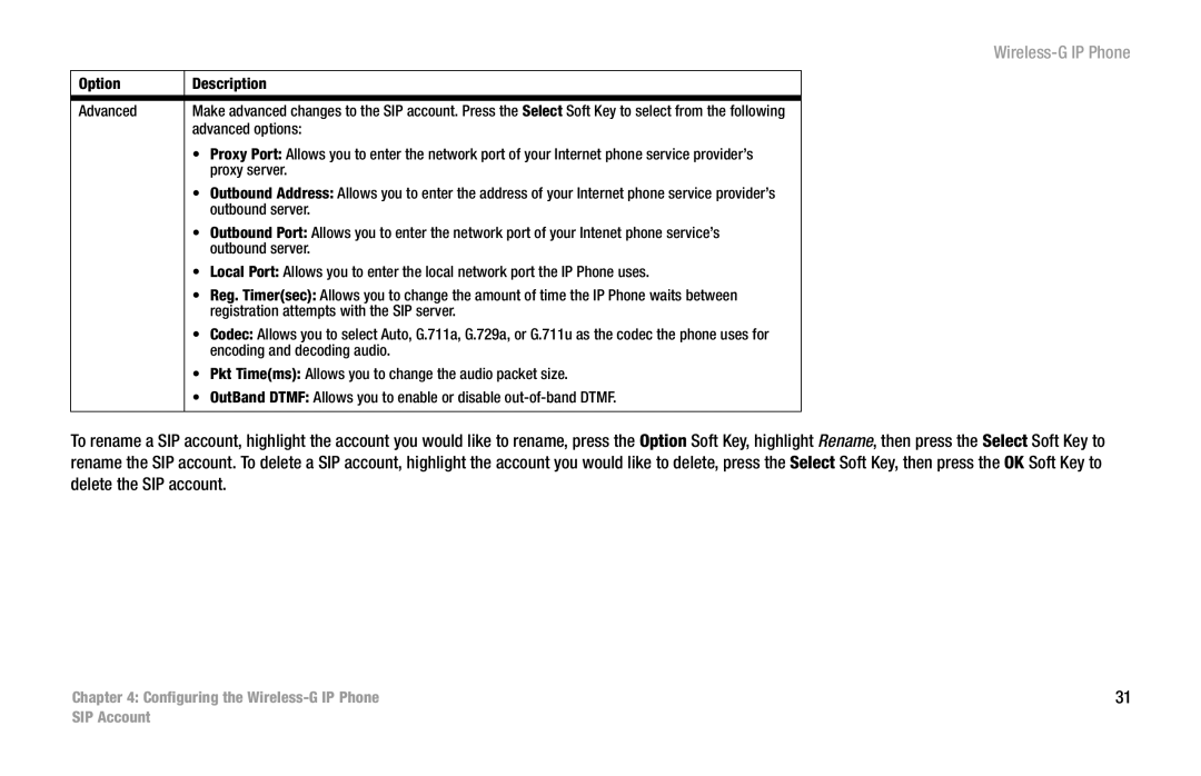 Cisco Systems WIP300 manual Configuring the Wireless-G IP Phone SIP Account 