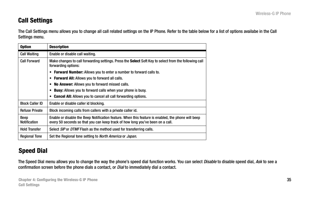 Cisco Systems WIP300 manual Call Settings, CSpeed Dial 