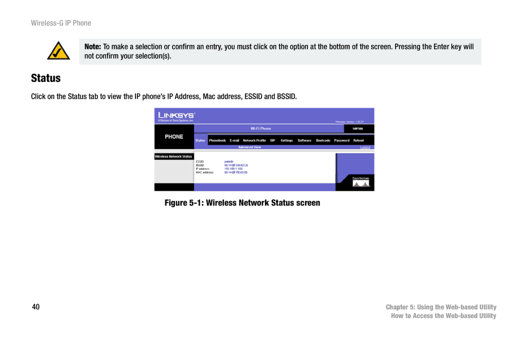 Cisco Systems WIP300 manual Wireless Network Status screen 