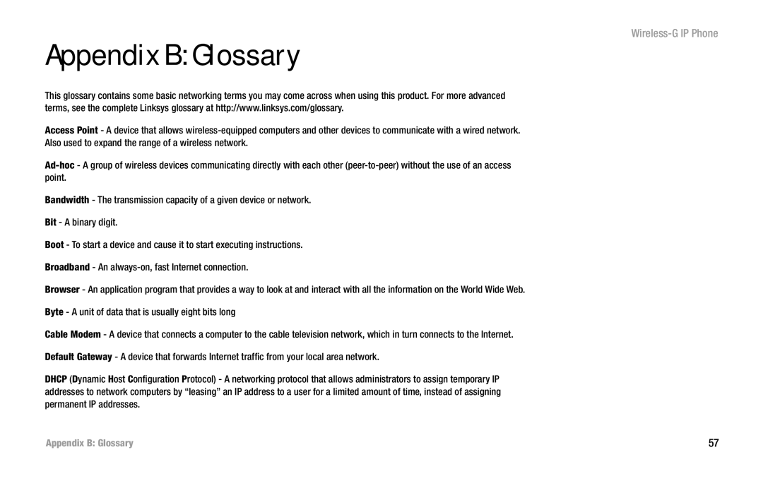 Cisco Systems WIP300 manual Appendix B Glossary 