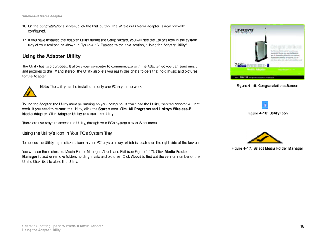 Cisco Systems WMA11B manual Using the Adapter Utility, Using the Utility’s Icon in Your PC’s System Tray 