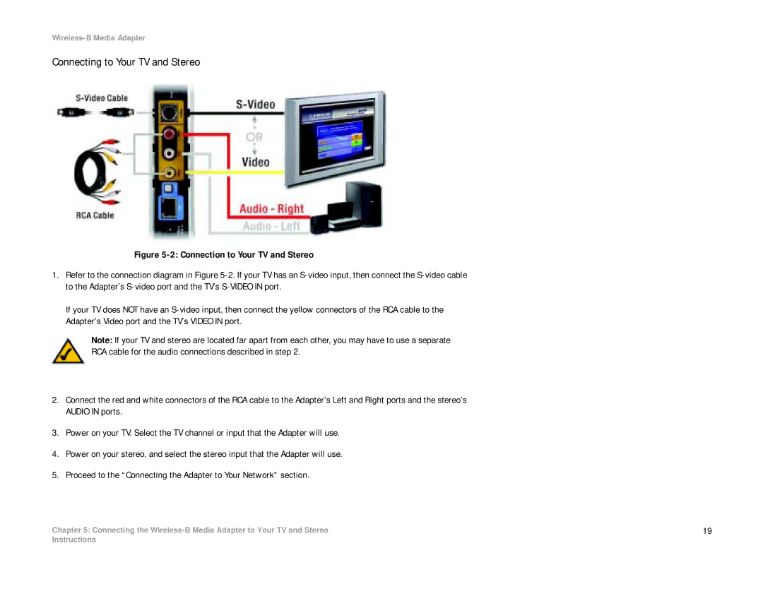 Cisco Systems WMA11B manual Connecting to Your TV and Stereo 