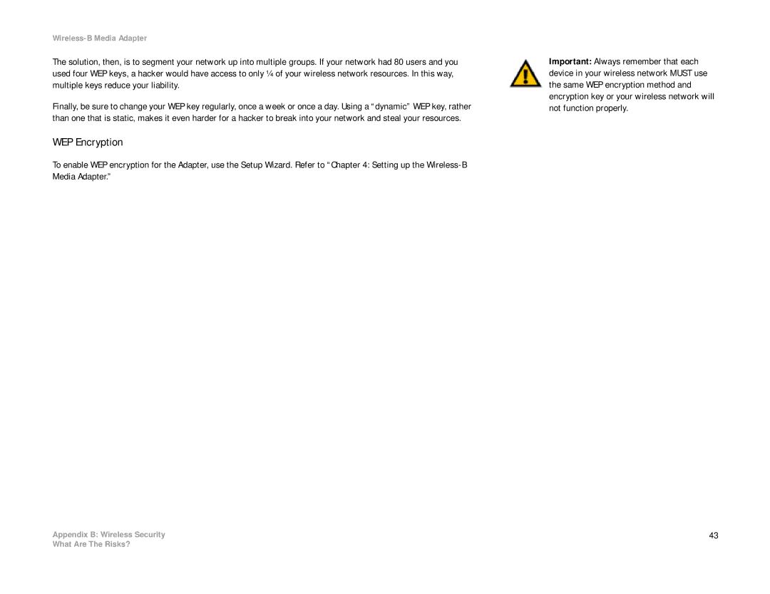 Cisco Systems WMA11B manual WEP Encryption 