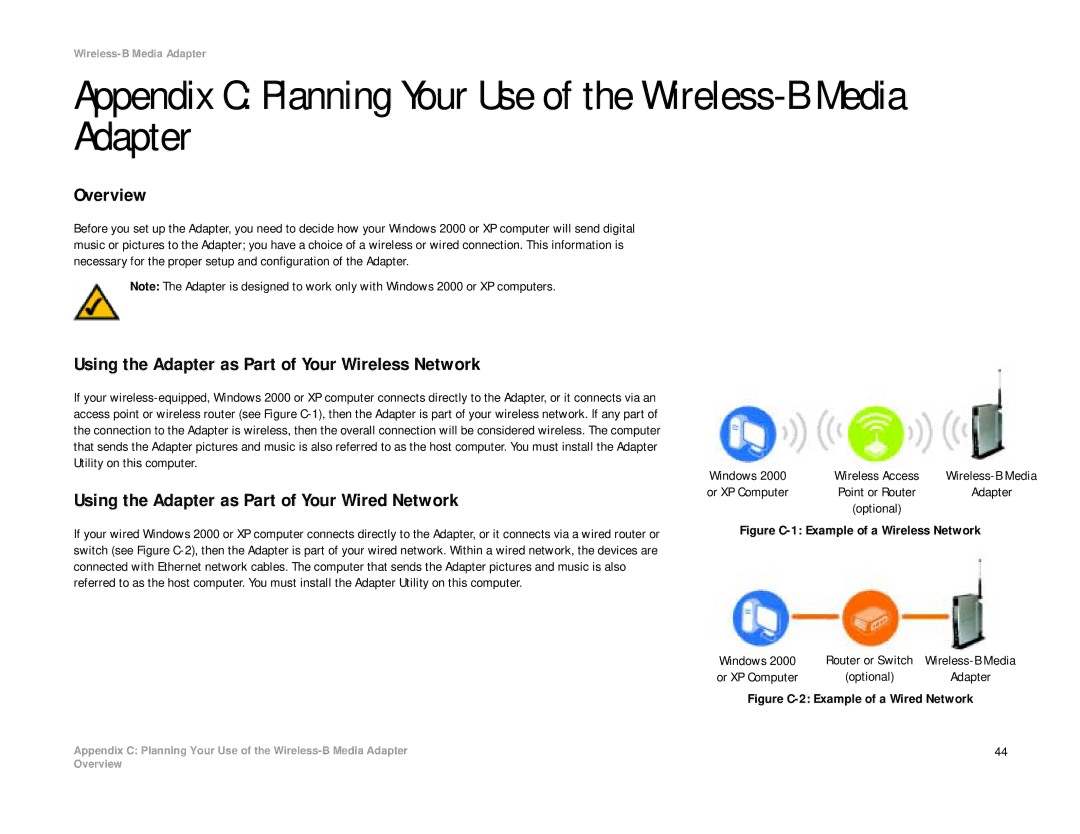 Cisco Systems WMA11B Using the Adapter as Part of Your Wireless Network, Using the Adapter as Part of Your Wired Network 