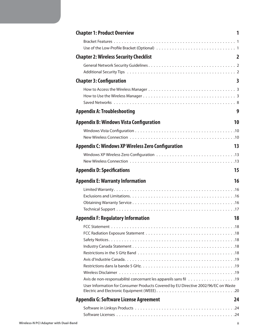 Cisco Systems WMP600N manual Table of Contents 