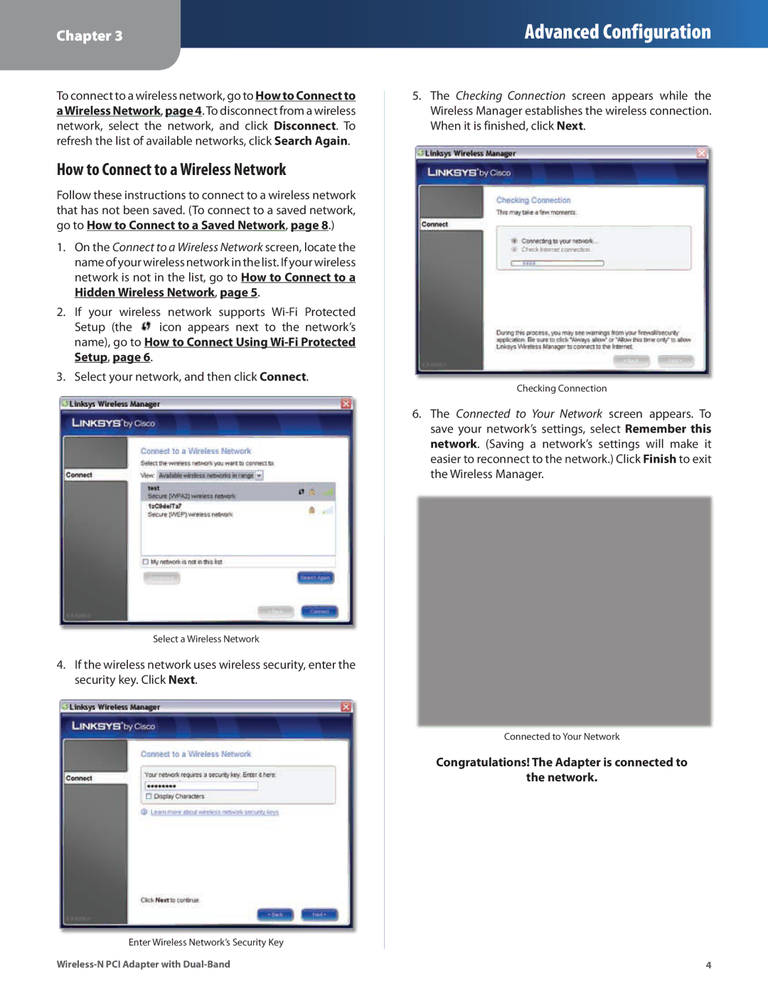 Cisco Systems WMP600N manual How to Connect to a Wireless Network 