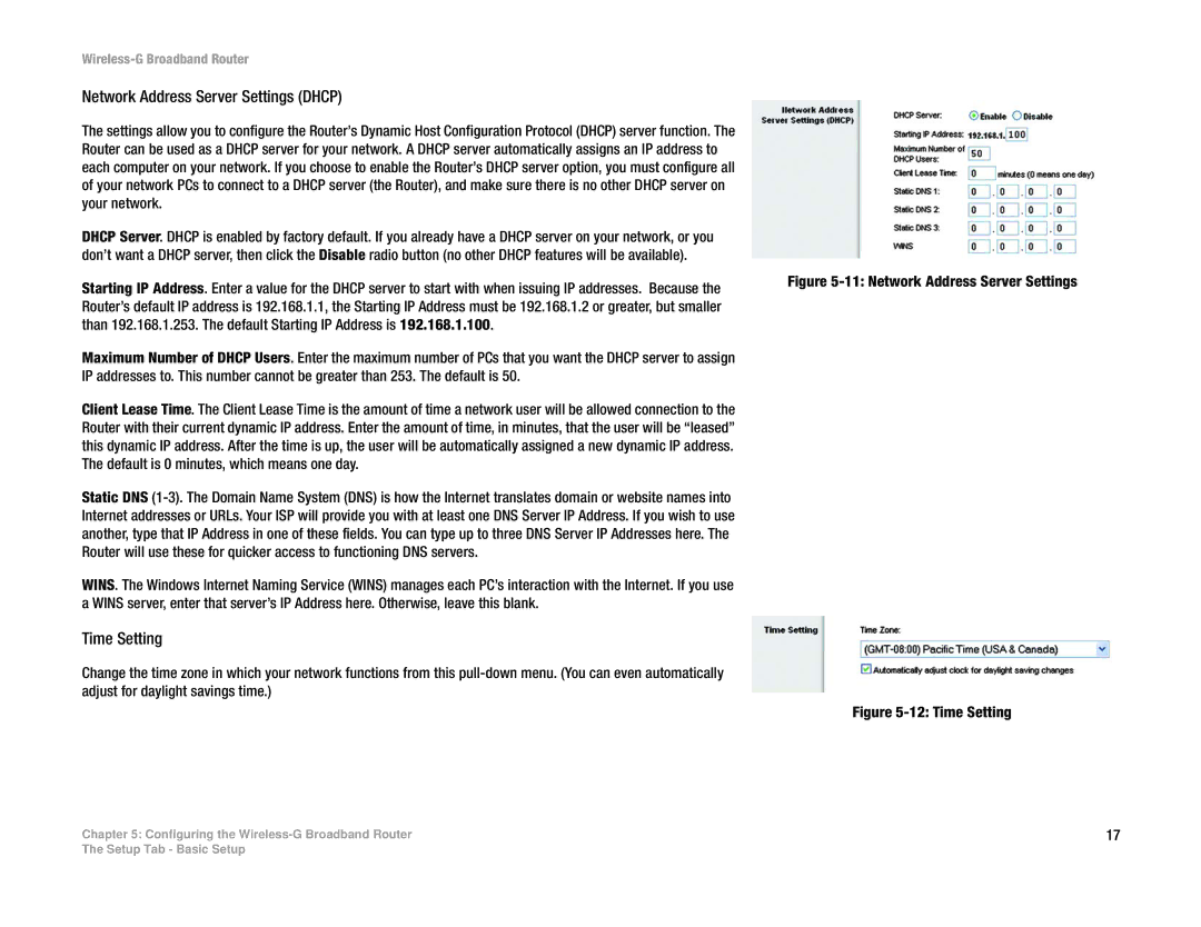 Cisco Systems WRK54G manual Network Address Server Settings Dhcp 