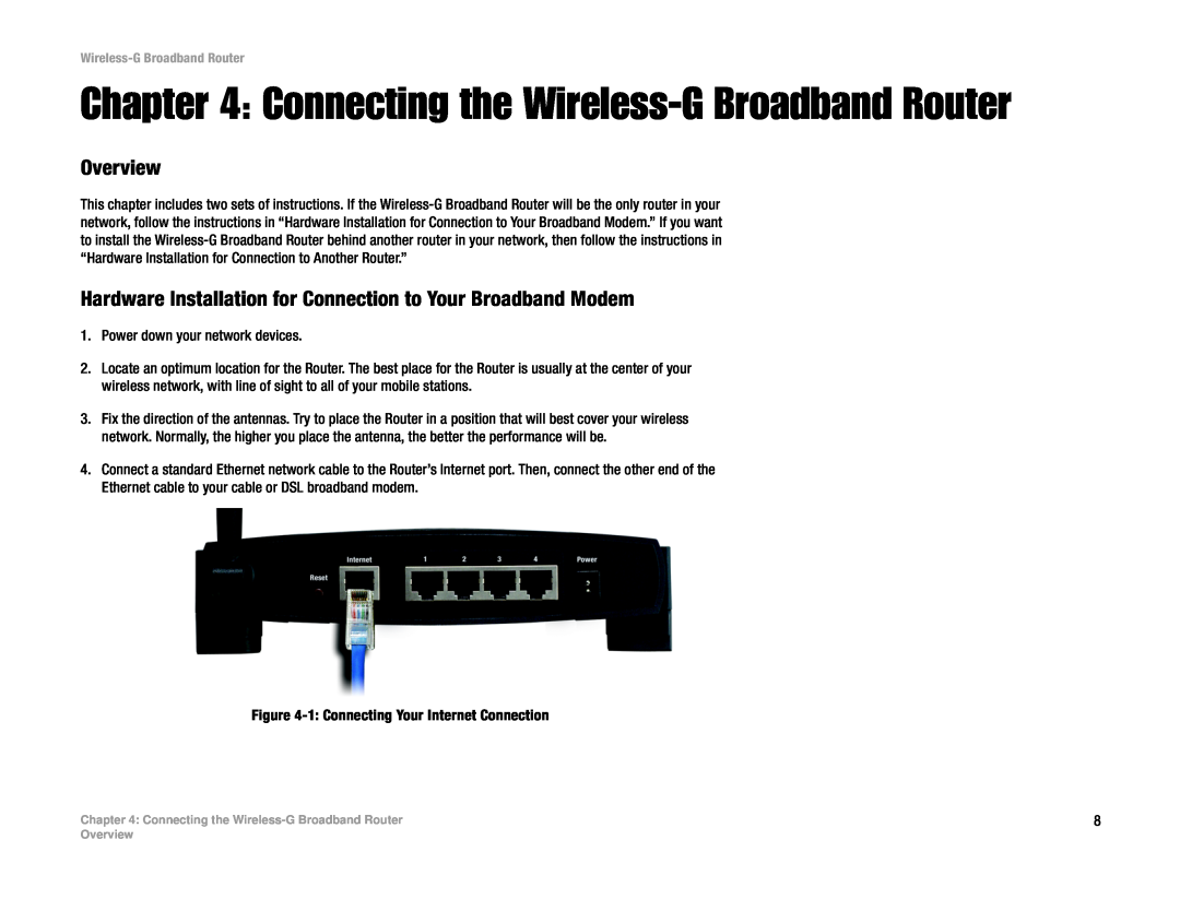Cisco Systems WRK54G manual Connecting the Wireless-G Broadband Router, Overview 