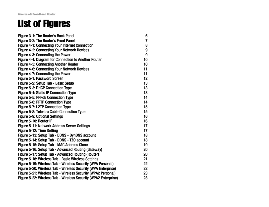 Cisco Systems WRK54G manual List of Figures 
