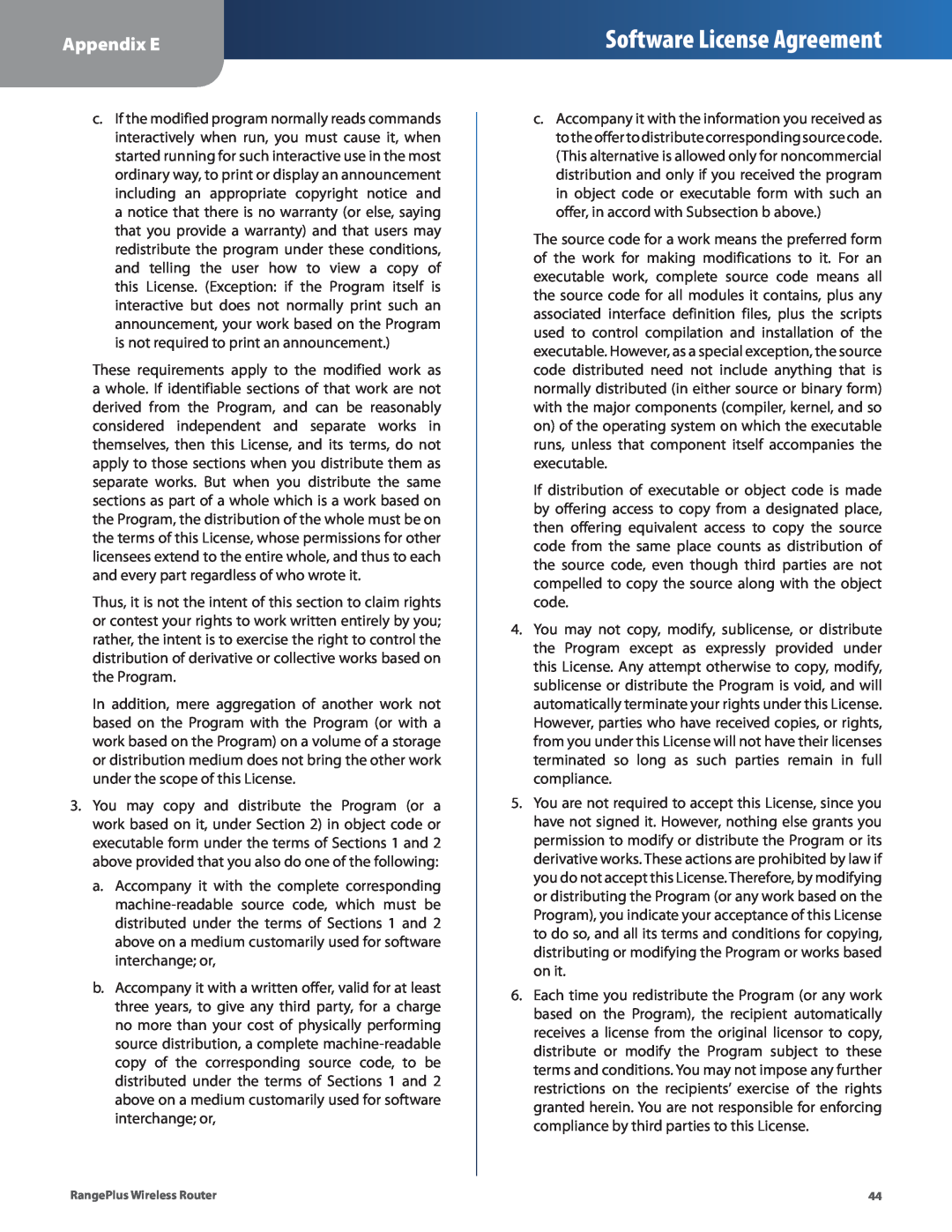 Cisco Systems WRT110 manual Software License Agreement, Appendix E 