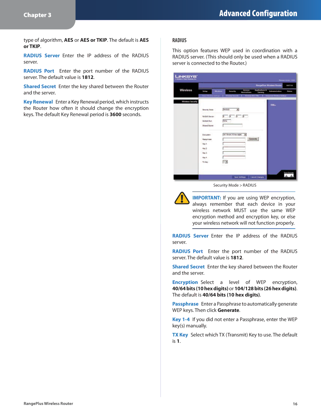 Cisco Systems WRT110 manual Radius 