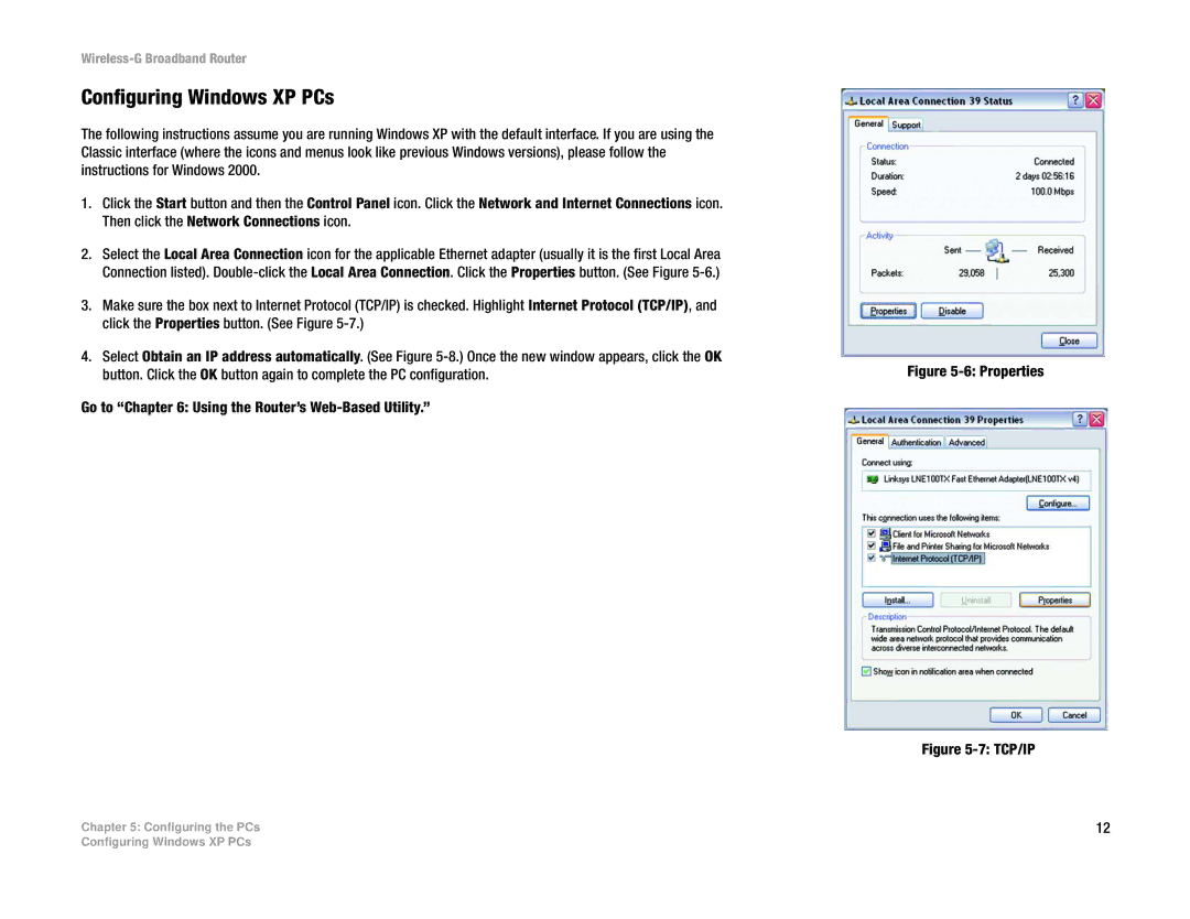 Cisco Systems WRT54G manual Configuring Windows XP PCs 