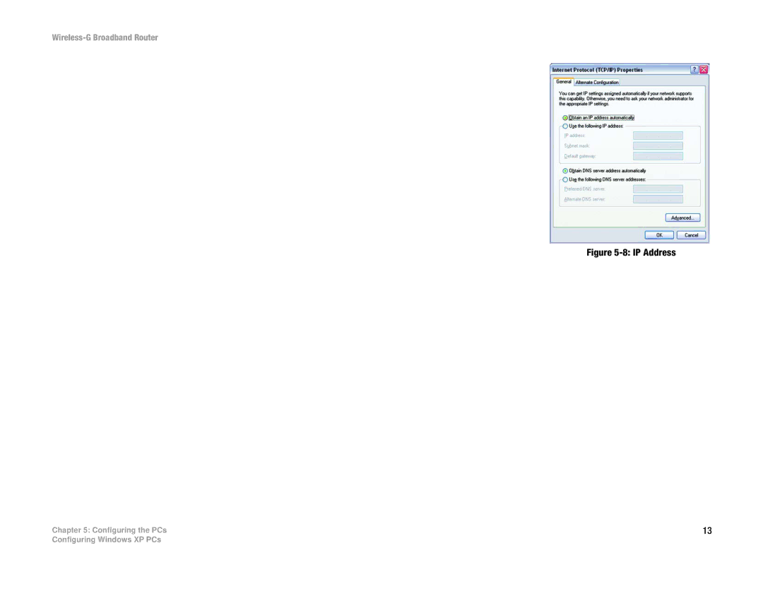 Cisco Systems WRT54G manual Configuring the PCs Configuring Windows XP PCs 