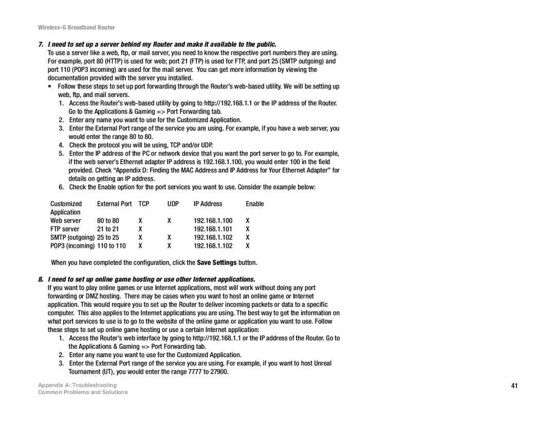 Cisco Systems WRT54G manual Tcp Udp 